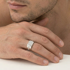 Silver cubic zirconia men ring