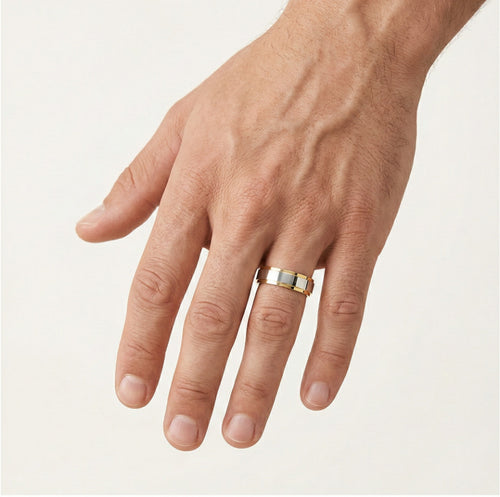 Bicolor illusion gold wedding ring