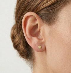 Yellow gold and cubic zirconia childrens and baby girls flower stud earrings