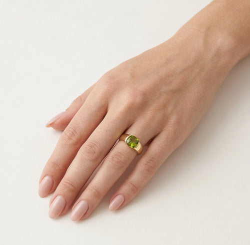 Moldavit-Kissen-Gold-Unisex-Ring