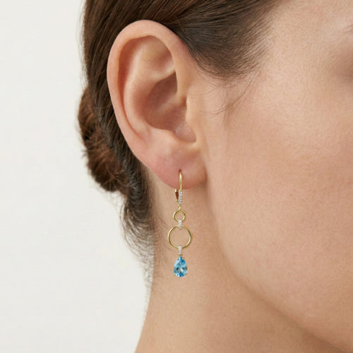Boucles d’oreilles pendantes avec topaze en forme de poire