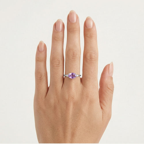 Amethyst- und Zirkonia-Ring aus Weißgold