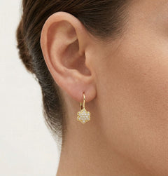 Gold- und Zirkonia-Blumenohrringe