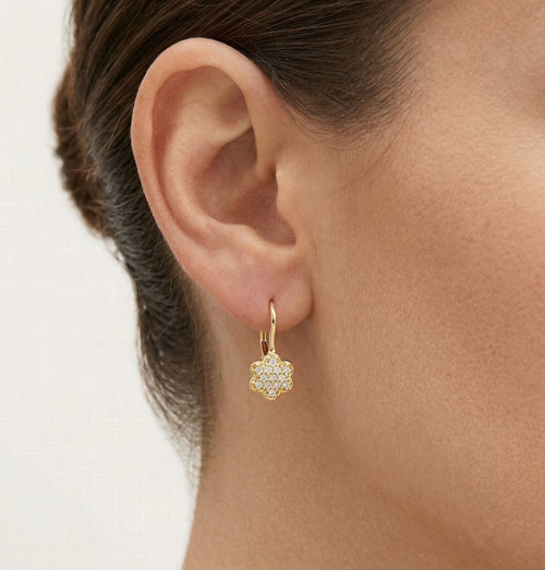 Gold- und Zirkonia-Blumenohrringe