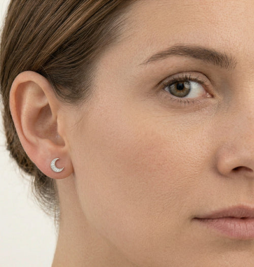 Stříbrné náušnice s motivem měsíce