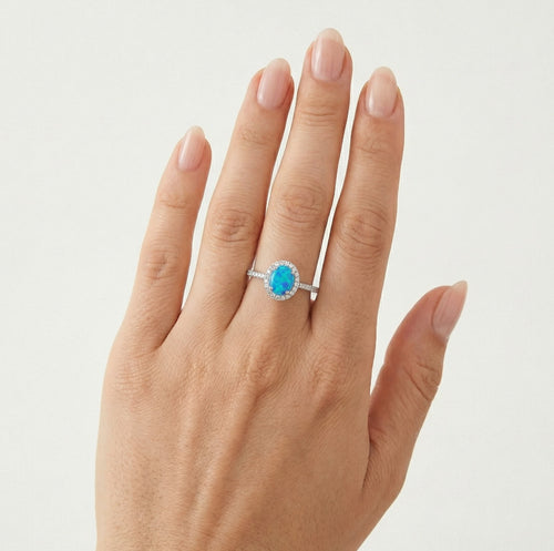 Opal elegance silver ring
