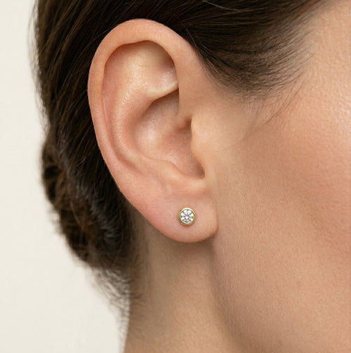 Bezel crystal gold studs