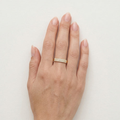 Zweireihiger Goldring mit Zirkonia