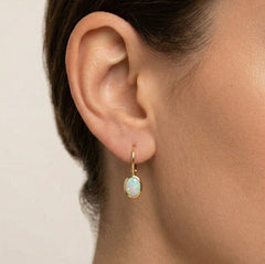 Classic white opal earrings