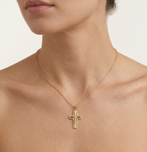Combined gold cross with Jesus