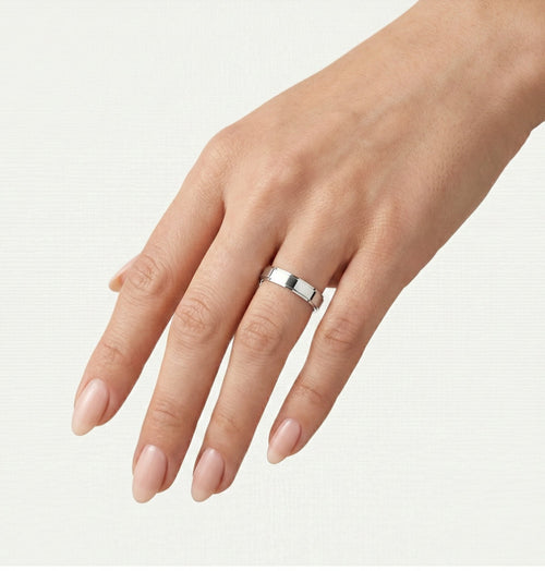 Dicker 4mm Weißgold-Ehering mit Stufenseiten