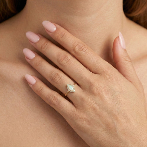 Marquise Weißopal Goldring