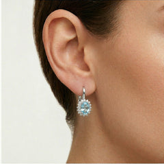 Pendientes reales de aguamarina y diamante