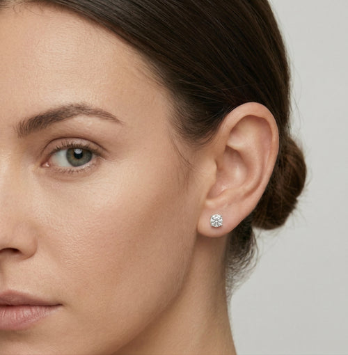 Classic four-prong solitaire earrings