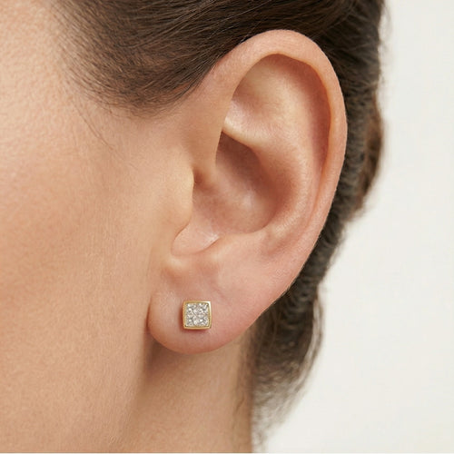 Diamond square shape stud earrings