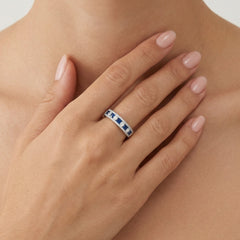 Safírový prsten stříbrný