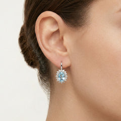 Pendientes reales de aguamarina y diamante