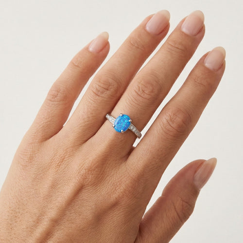 Glänzender Blauer-Opal-Twist-Ring