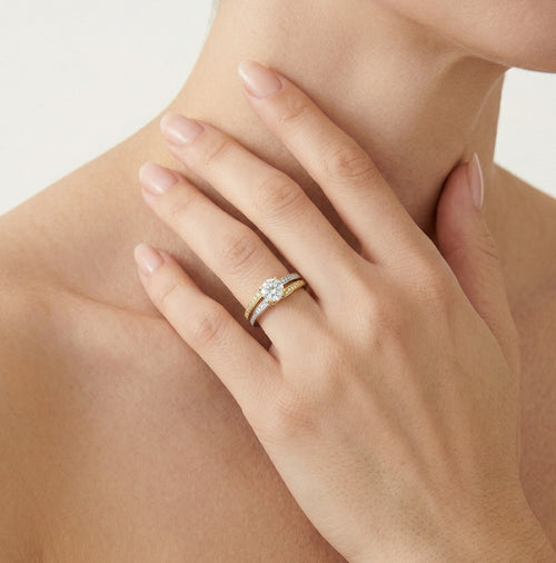 White and yellow gold accent ring