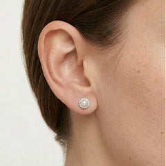 Boucles d'oreilles en argent avec perle et zirconium cubique