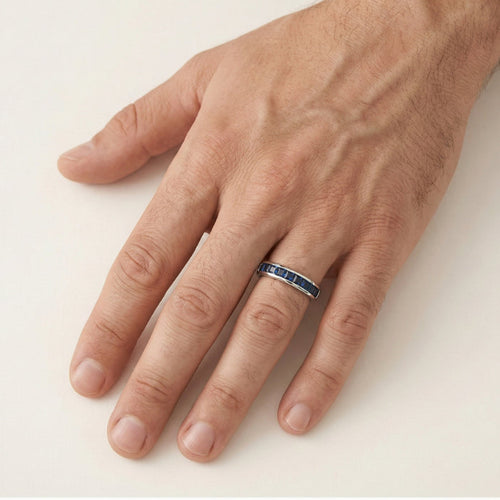 Bague anneau en saphir bleu