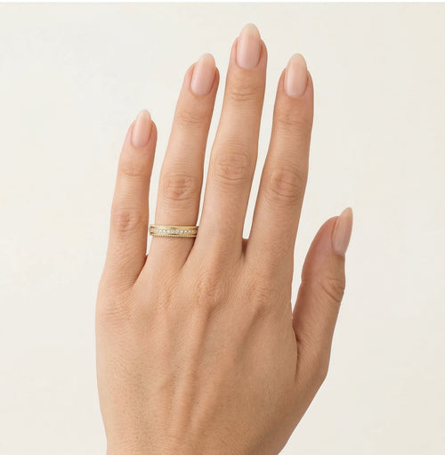 Alliance de mariage en or jaune mat Éternité