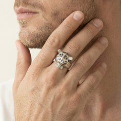 Pánský prsten ze stříbra, motiv geparda