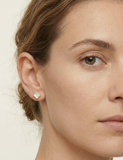 Náušnice ze žlutého zlata s perleťovým čtyřlístkem