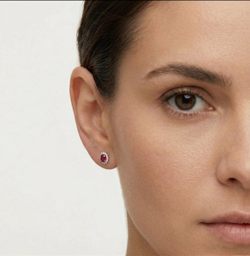 Ruby diamond white gold earrings