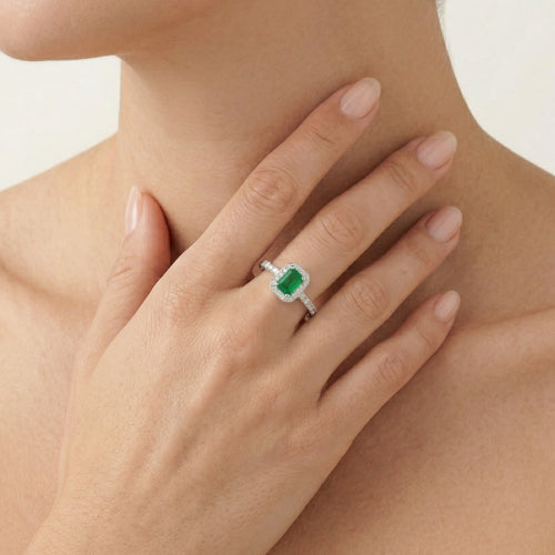 Yellow gold diamond and emerald royal ring