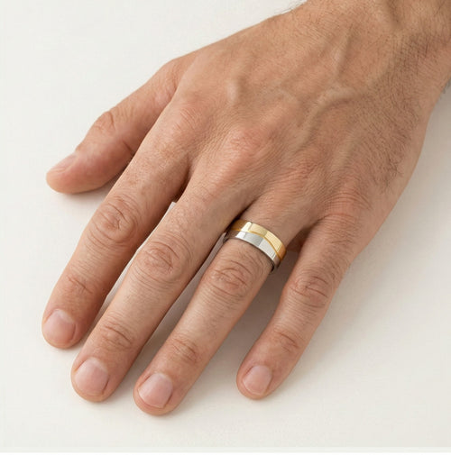 Halb Weiß- und Gelbgold Ehering