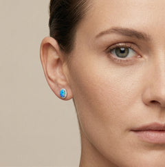 Stříbrné královské oválné modré opálové pecky