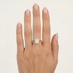 Obdélníkový opál prsten