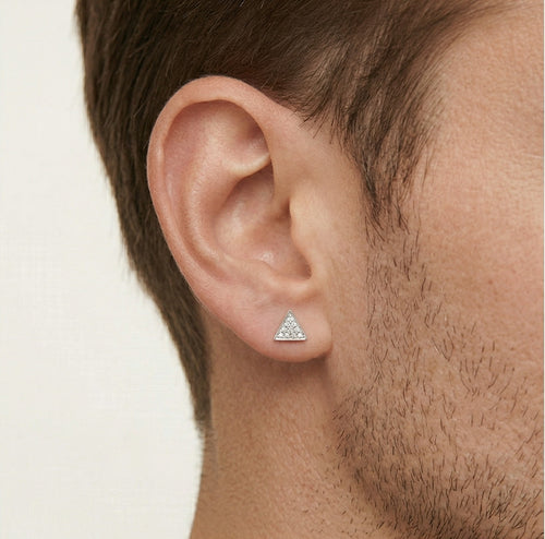 Trojúhelníkové diamantové náušnice z bílého zlata