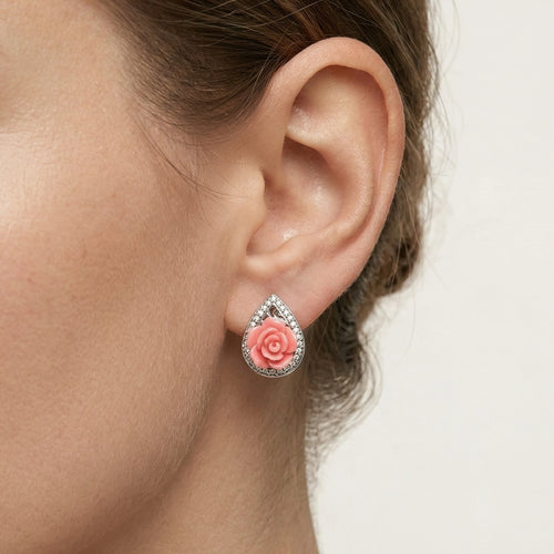 Boucles d’oreilles roses taille poire