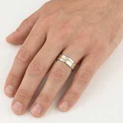 Alliance en or jaune et blanc