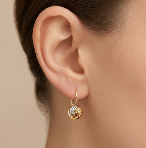 Uzlíkové visací náušnice ze tří barev zlata