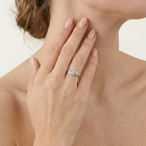 Dreistein-Silberring mit Cubic Zirkonia