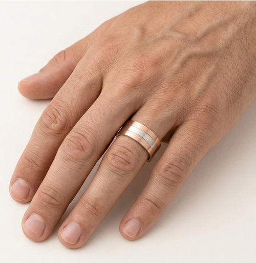 Anillos de boda de oro rosa y blanco