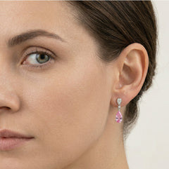 Boucles d’oreilles pendantes en quartz rose