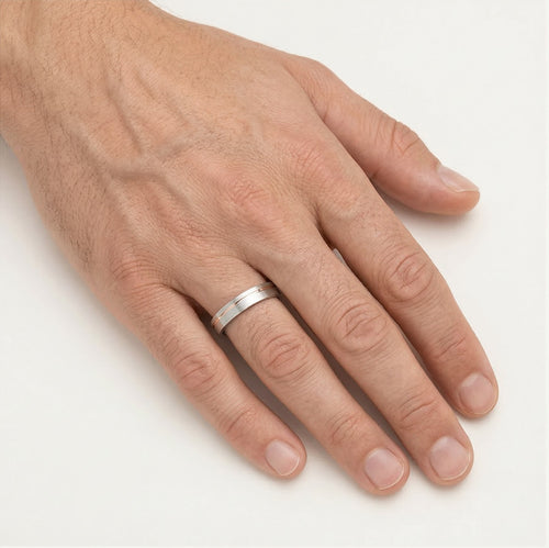 White and rose gold square wedding ring