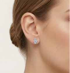 Stříbrné náušnice ruce fatimi s očkem