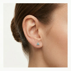 Sky blue cubic zirconia yellow gold earrings