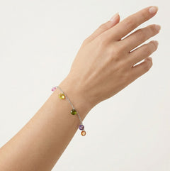 Bracelet pendeloque mosaïque en argent