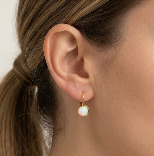 Unique white opal earrings