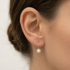 Halo-Ohrringe mit weißem Opal und Gold