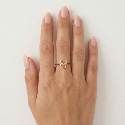 Goldring mit zwei Herzen und Granat