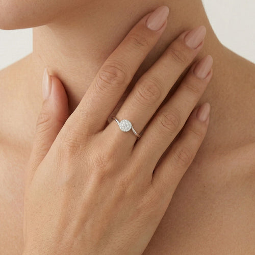 Elegant women engagement ring with round diamonds