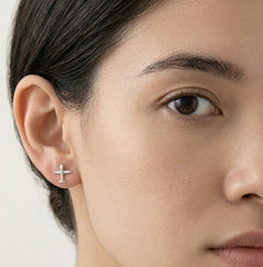 Pendientes de botón de avión en plata de ley