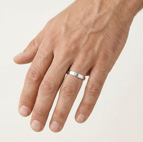 Dünner 2mm Weißgold-Ehering mit Stufen-Seiten